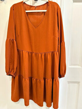 Tiered Mini Dress in Pumpkin Spice Size XL